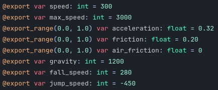 Liste des variables exportées